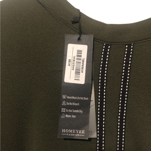 NWT Homeyee size L dark green pencil dress, 3/4 sleeves. - Picture 7 of 8